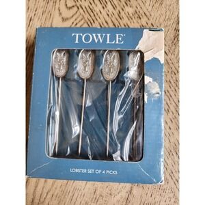Towle Lobster Medallion Picks Stainless Steel Sets New In Box Set Of 4 Towle